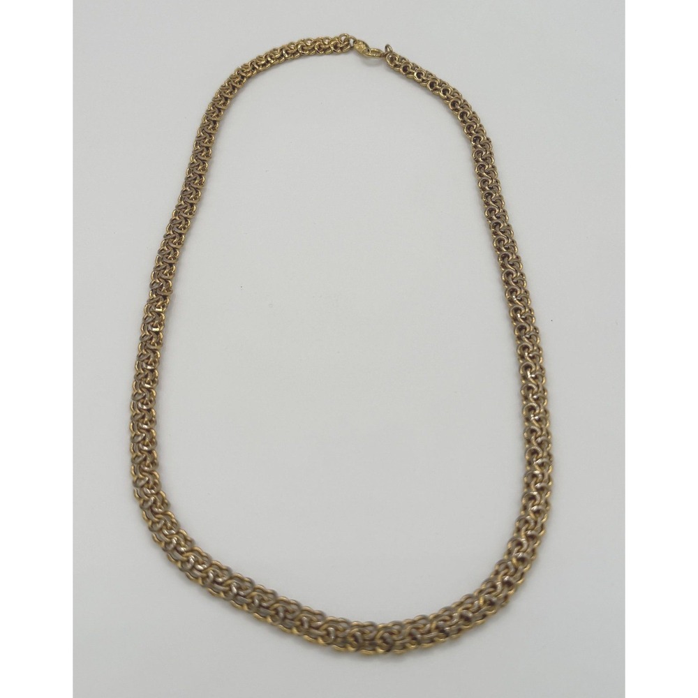Vintage Trifari Gold Tone Byzantine Link Chain Necklace 23.5 in Heavy 50g Signed